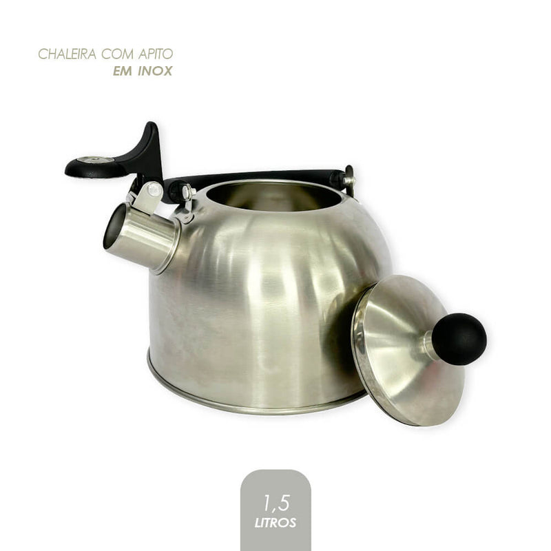 Chaleira com Apito - 1,5 Litros - Aço Inox - Loja Lar Criativo