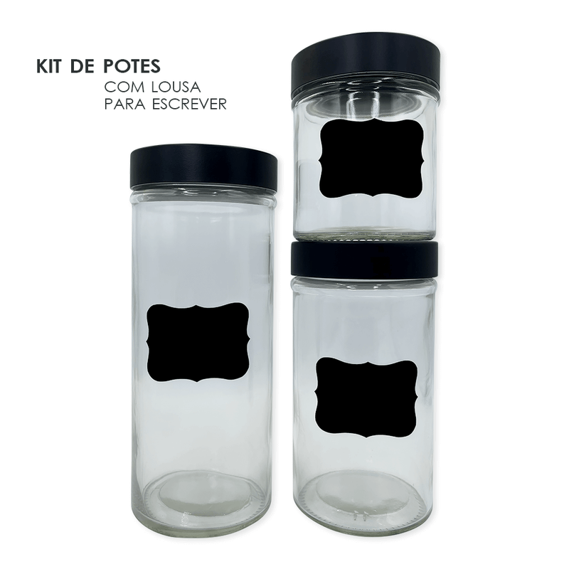 Kit 3 Potes de Vidro com Tampa - Loja Lar Criativo