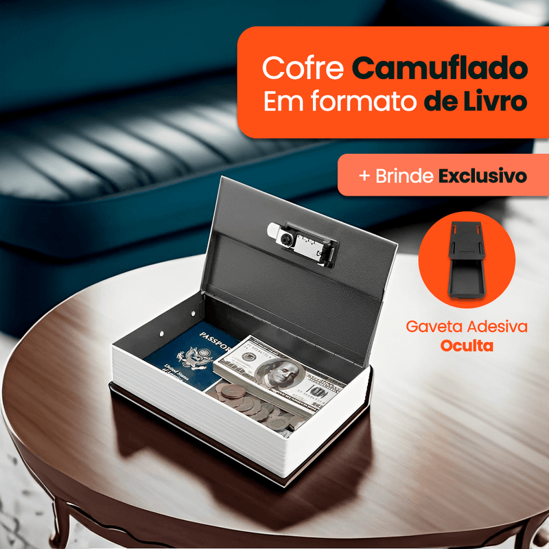 Cofre Camuflado com Chave em Formato Livro (+ BRINDE EXCLUSIVO)